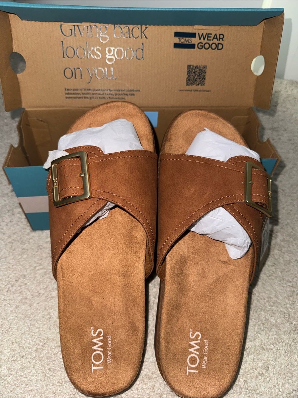 TOMS Marin Slide — Brown Sugar Nubuck PU ✨👡